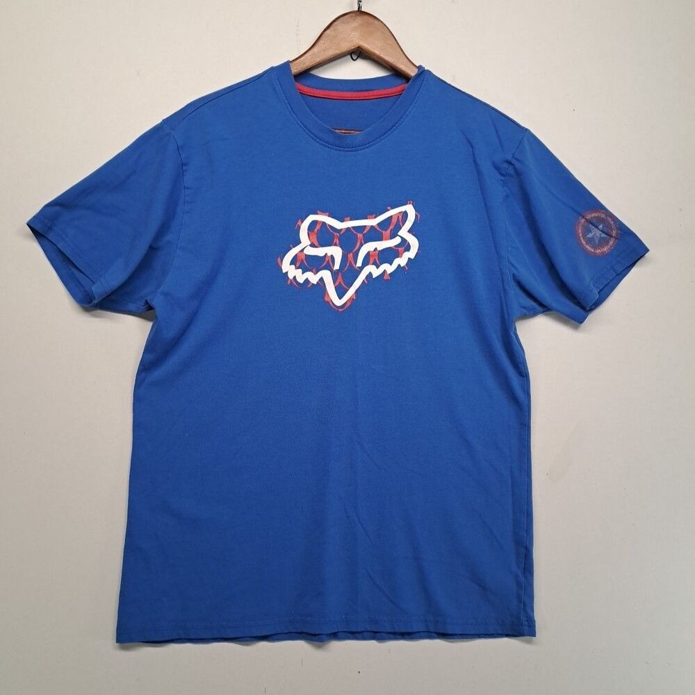 Fox Racing x Marvel Captain America Motocross Graphic T-Shirt Blue Men's Large